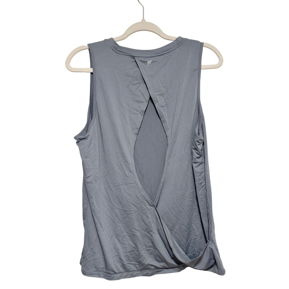 Fabletics Womens Large Slate Blue Gray Open Tulip Back Sleeveless Workout Tank